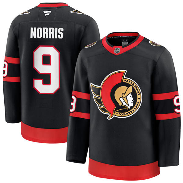 Men's Ottawa Senators #9 Josh Norris Stitched Fanatics Home Black Player Jersey